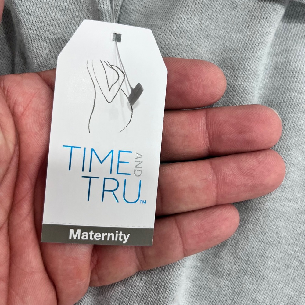 Grey Maternity Sweatshirt Dress Womens XL Minimalist Fall Casual Athleisure NEW - Picture 3 of 9